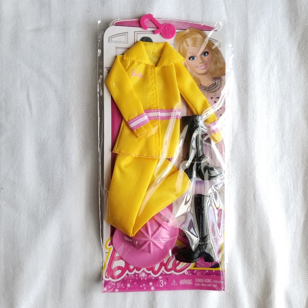Mattel Barbie Doll Firefighter Fashion Set Yellow